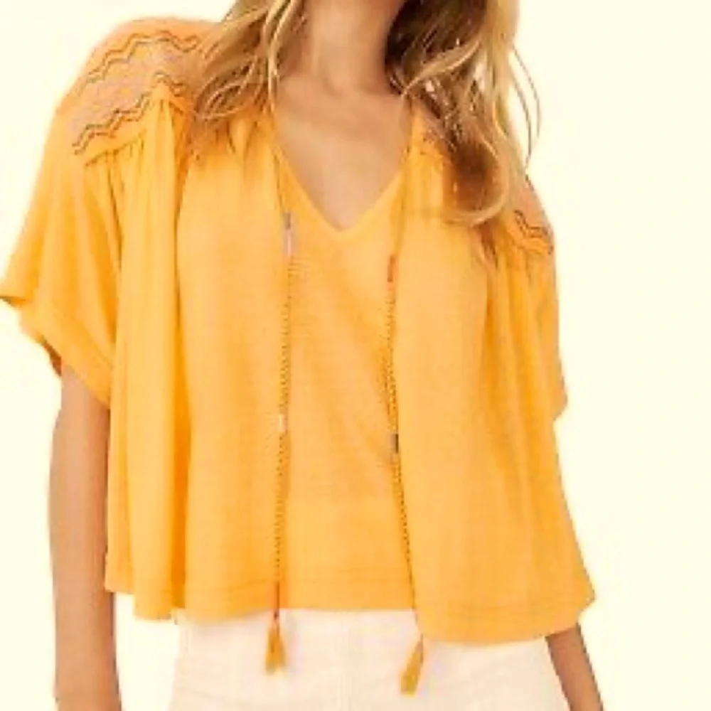 FREE PEOPLE MARKET EMBROIDERED V-NECK TOP